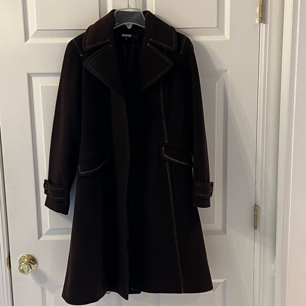 DKNY Brown Wool Coat